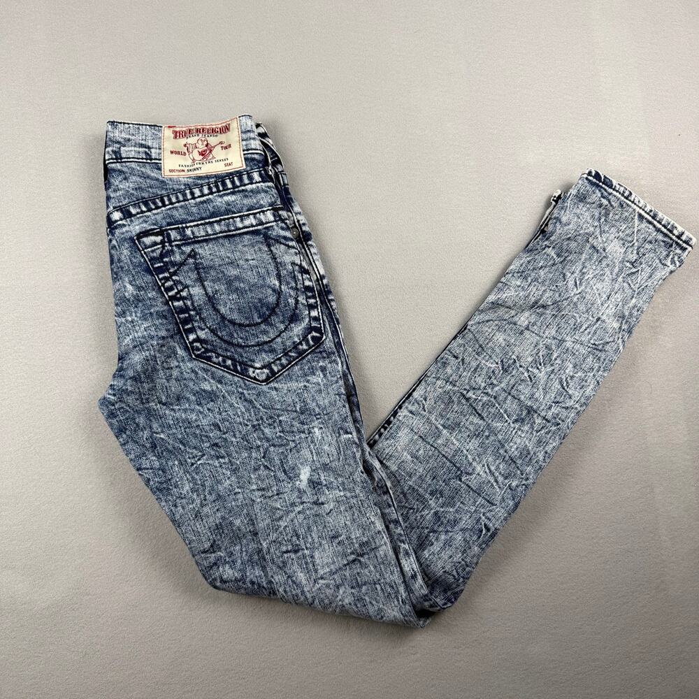 True Religion Section Skinny Acid Wash Jeans Sz 27